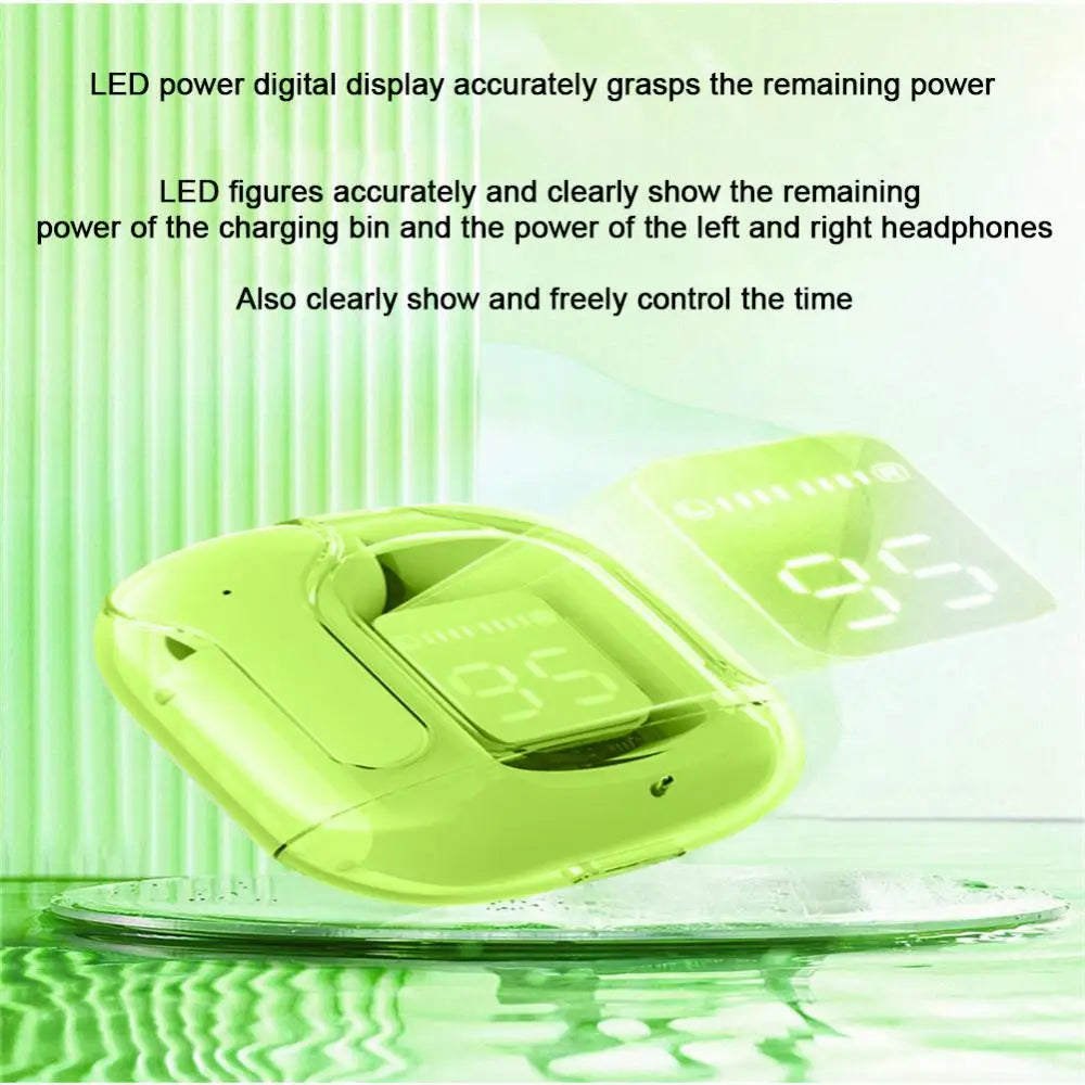 RYRA TWS Bluetooth 5.1 Earphones With Charging Box Wireless Headphone Stereo Sports Transparent Digital Display Earbuds Headsets