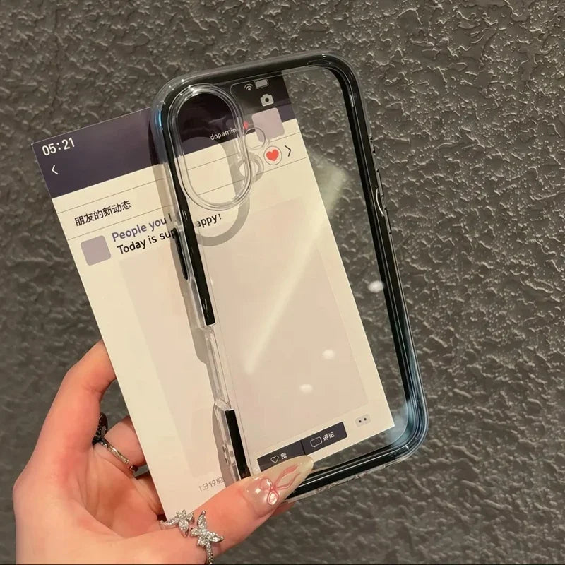 Luxury 2 IN 1 Transparent Candy Phone Case For iPhone 16 11 12 13 14 15 Pro Max Plus Clear Shockproof Bumper Back Cases Cover