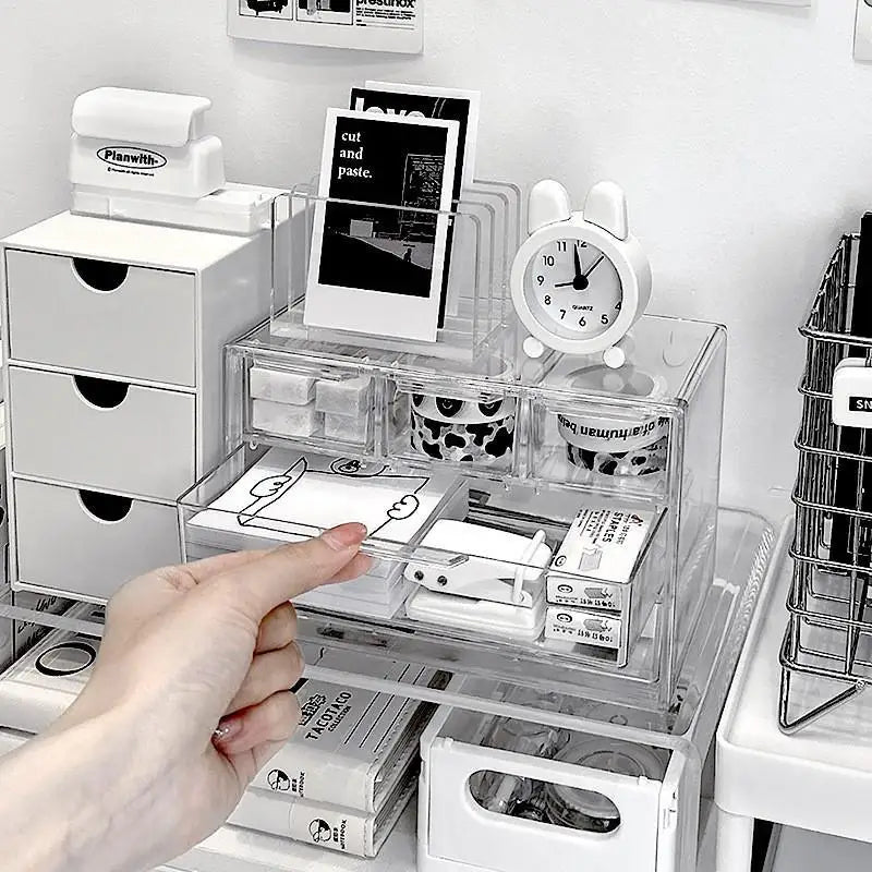 Small Item Storage Multi-grid Clear Plastic Storage Drawers Stackable Storage Containers 3/5/7cells Jewelry Organizing Box